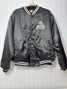 Chalk Line Vintage 80's NFL Los Angeles Raiders Black Satin Jacket Size XXL